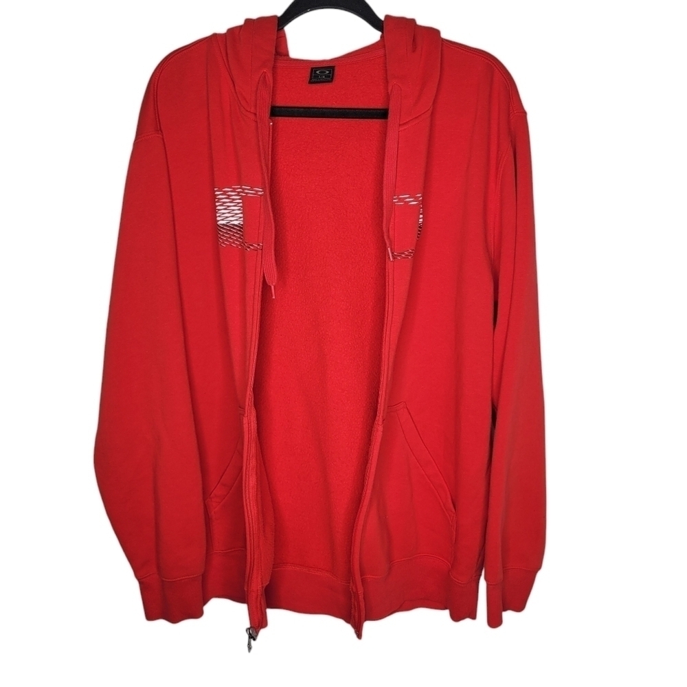 Vintage Y2k Oakley Big O Zip Up Hooded Jacket in Red Size Large - Picture 2 of 5